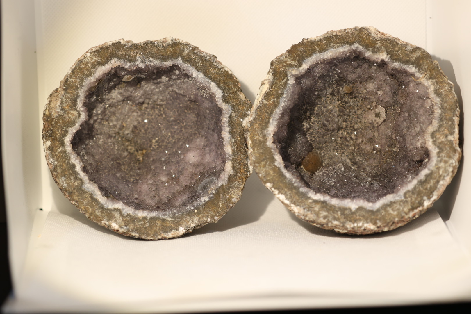Quartz & Amethyst Geode Pair