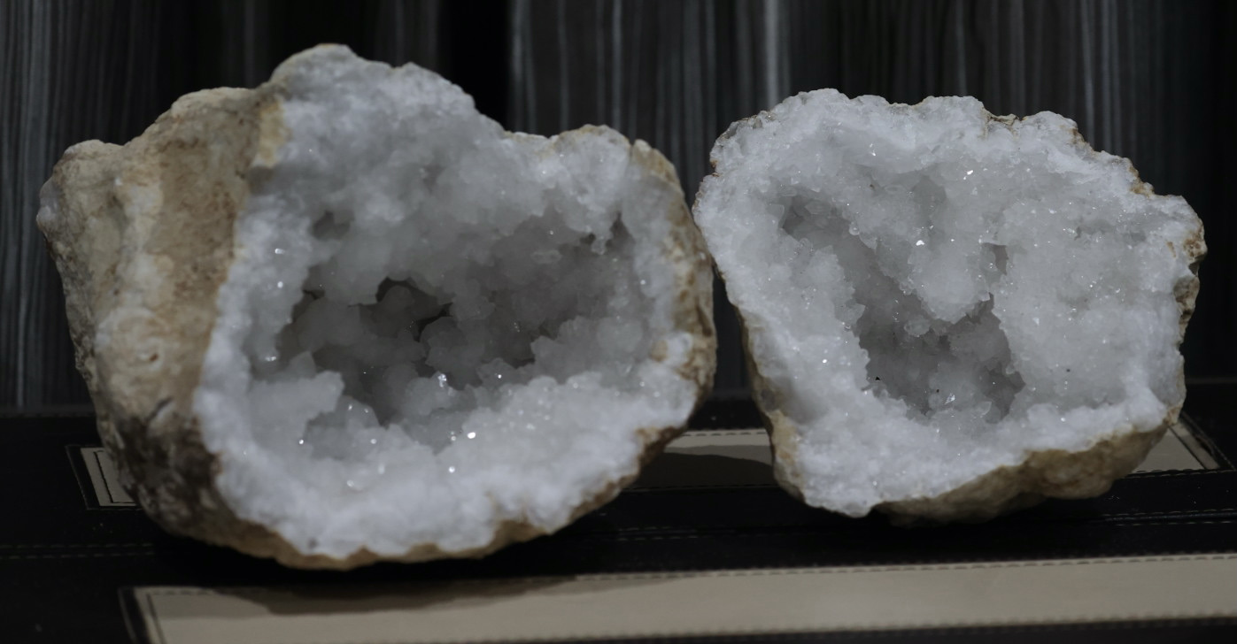 Quartz Crystal Geode Pair